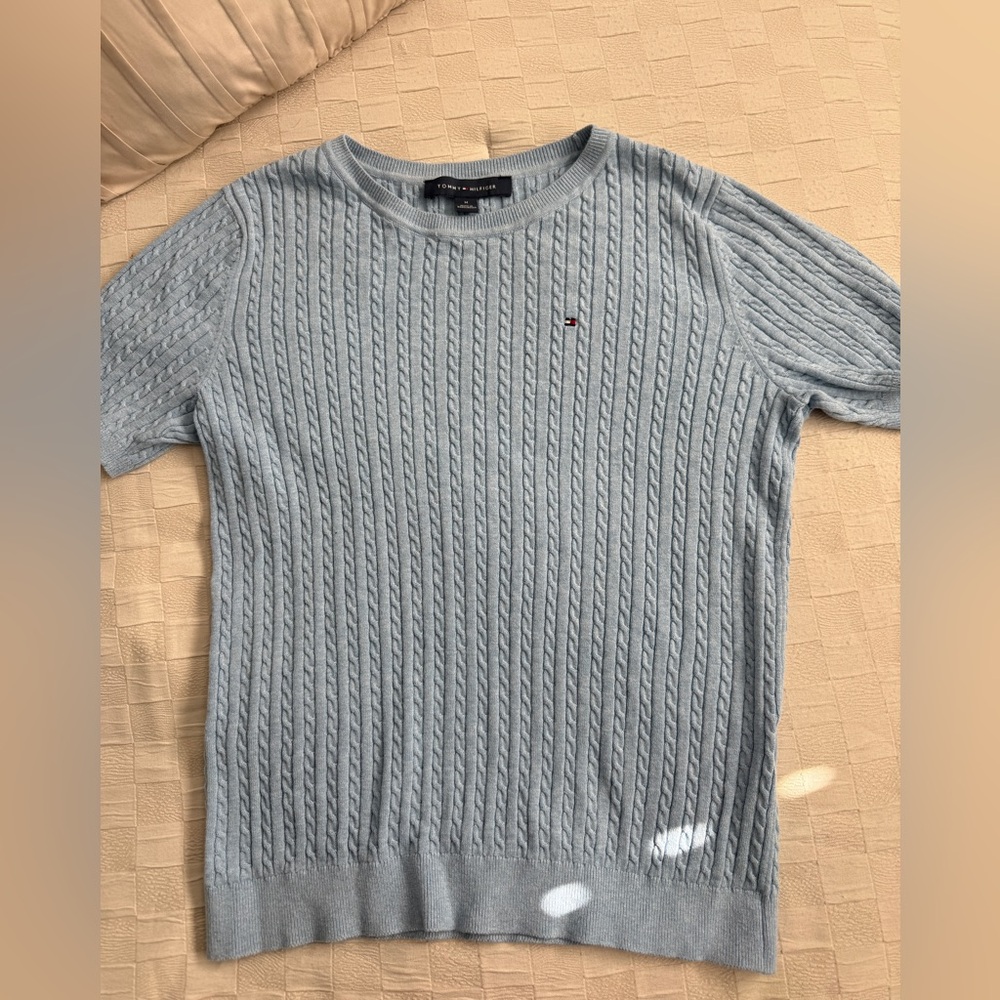 Tommy Hilfiger baby blue  Cable Knit Crewneck Sweater